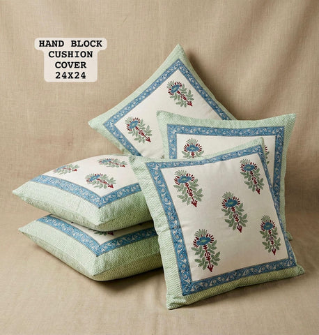 Hand Block Printed 100% Pure Cotton Cushion Covers ( 24*24 )