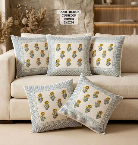 Hand Block Printed 100% Pure Cotton Cushion Covers ( 24*24 )