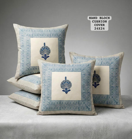Hand Block Printed 100% Pure Cotton Cushion Covers ( 24*24 )