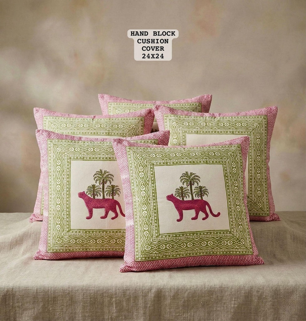 Hand Block Printed 100% Pure Cotton Cushion Covers ( 24*24 )