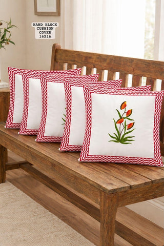 Hand Block Printed 100% Pure Cotton Cushion Covers ( 16*16 )