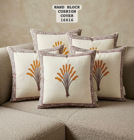 Hand Block Printed 100% Pure Cotton Cushion Covers ( 16*16 )