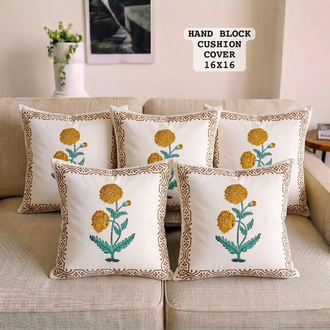 Hand Block Printed 100% Pure Cotton Cushion Covers ( 16*16 )