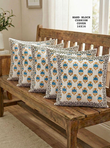 Hand Block Printed 100% Pure Cotton Cushion Covers ( 16*16 )