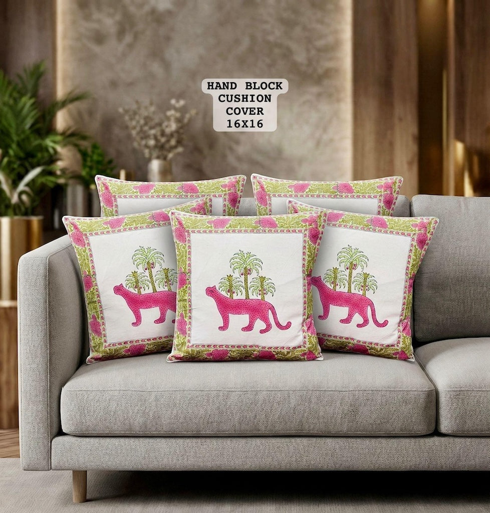 Hand Block Printed 100% Pure Cotton Cushion Covers ( 16*16 )