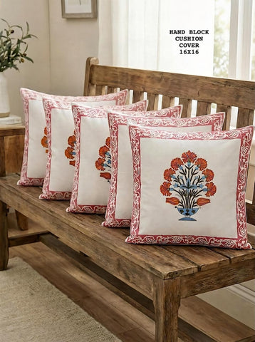 Hand Block Printed 100% Pure Cotton Cushion Covers ( 16*16 )