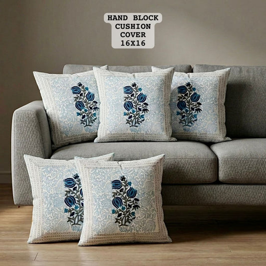 Hand Block Printed 100% Pure Cotton Cushion Covers ( 16*16 )