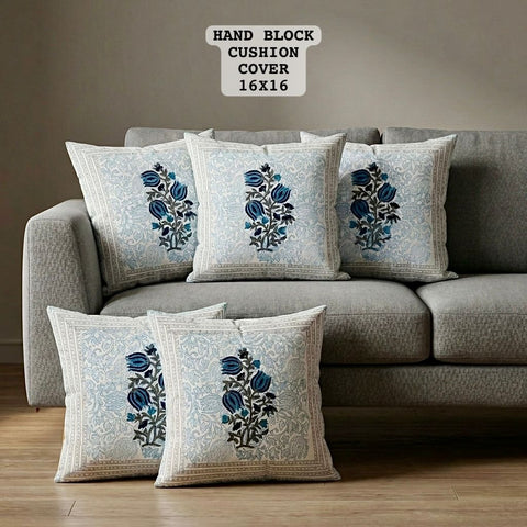 Hand Block Printed 100% Pure Cotton Cushion Covers ( 16*16 )