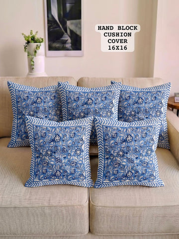 Hand Block Printed 100% Pure Cotton Cushion Covers ( 16*16 )