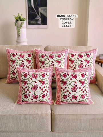 Hand Block Printed 100% Pure Cotton Cushion Covers ( 16*16 )