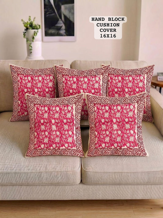 Hand Block Printed 100% Pure Cotton Cushion Covers ( 16*16 )