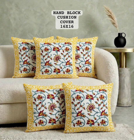 Hand Block Printed 100% Pure Cotton Cushion Covers ( 16*16 )