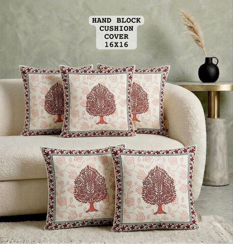 Hand Block Printed 100% Pure Cotton Cushion Covers ( 16*16 )