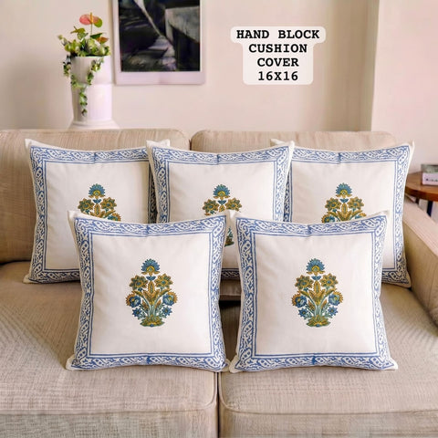 Hand Block Printed 100% Pure Cotton Cushion Covers ( 16*16 )
