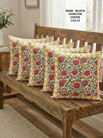 Hand Block Printed 100% Pure Cotton Cushion Covers ( 16*16 )