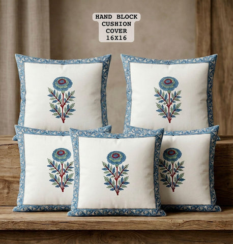 Hand Block Printed 100% Pure Cotton Cushion Covers ( 16*16 )