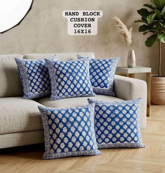 Hand Block Printed 100% Pure Cotton Cushion Covers ( 16*16 )