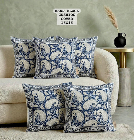 Hand Block Printed 100% Pure Cotton Cushion Covers ( 16*16 )