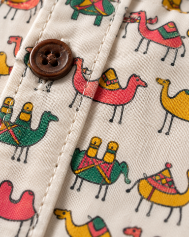 Kartikeya Jaipur Camel Print Cotton Shirt for Men