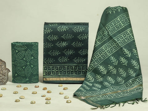 Hand Block Chanderi Silk Dress Materials