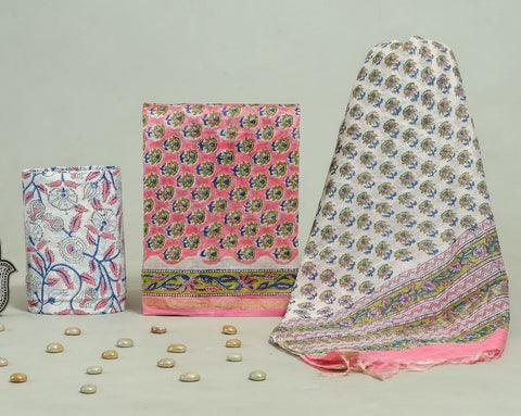 Hand Block Chanderi Silk Dress Materials
