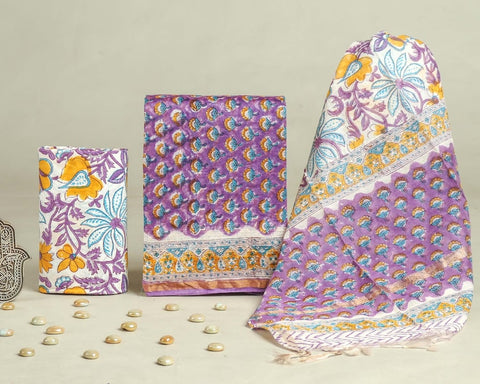 Hand Block Chanderi Silk Dress Materials