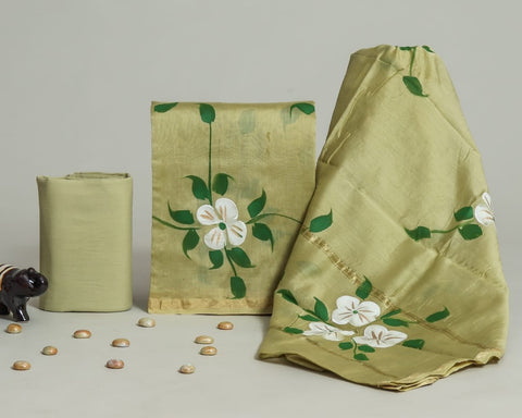 Hand Block Chanderi Silk Dress Materials