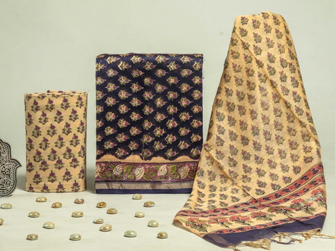 Hand Block Chanderi Silk Dress Materials