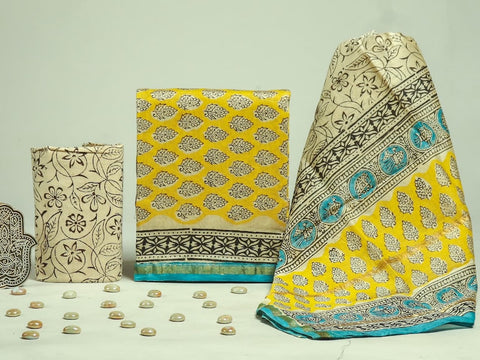 Hand Block Chanderi Silk Dress Materials