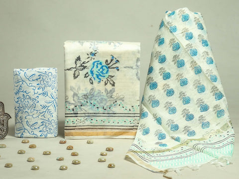 Hand Block Chanderi Silk Dress Materials