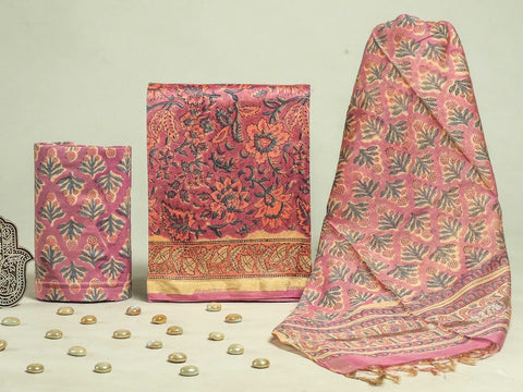 Hand Block Chanderi Silk Dress Materials