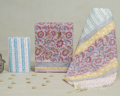 Hand Block Chanderi Silk Dress Materials