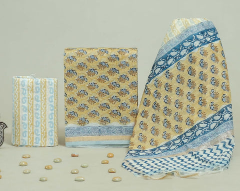 Hand Block Chanderi Silk Dress Materials