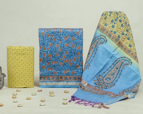 Hand Block Chanderi Silk Dress Materials