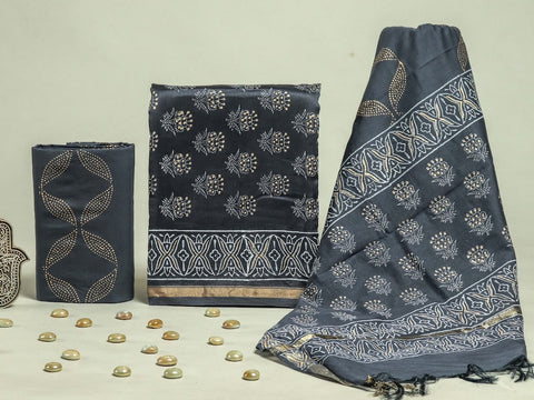 Hand Block Chanderi Silk Dress Materials