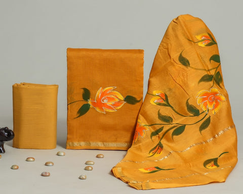 Hand Block Chanderi Silk Dress Materials