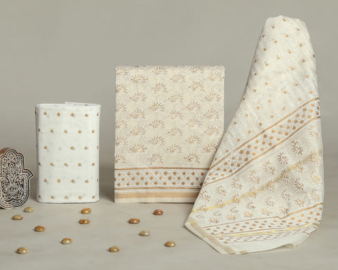 Hand Block Chanderi Silk Dress Materials