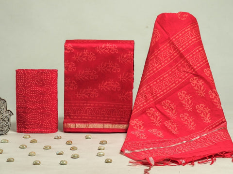 Hand Block Chanderi Silk Dress Materials