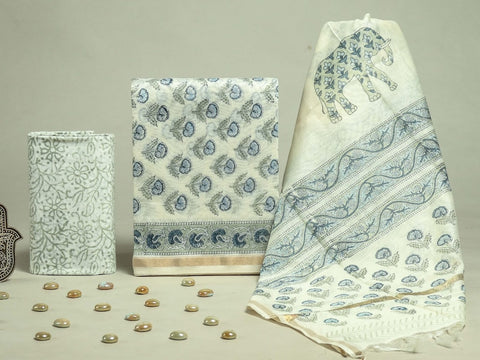 Hand Block Chanderi Silk Dress Materials