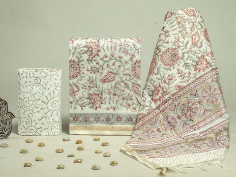 Hand Block Chanderi Silk Dress Materials