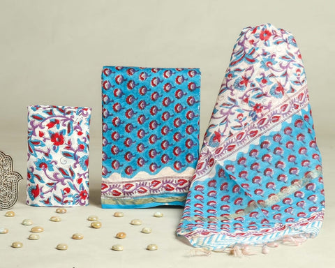 Hand Block Chanderi Silk Dress Materials