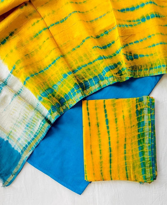 Unstitched Hand Block Print Chanderi Silk Suit