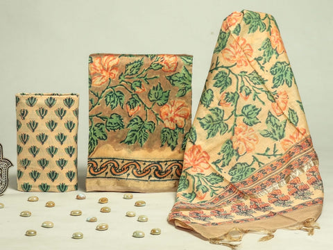 Hand Block Chanderi Silk Dress Materials