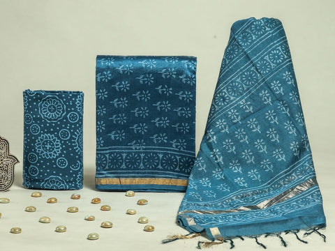 Hand Block Chanderi Silk Dress Materials