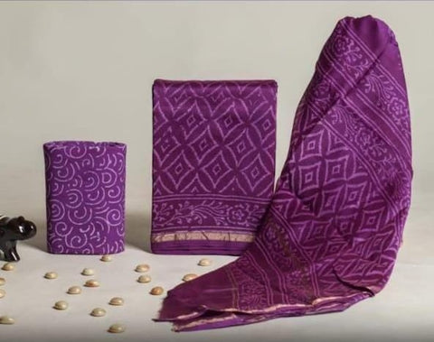 Hand Block Chanderi Silk Dress Materials