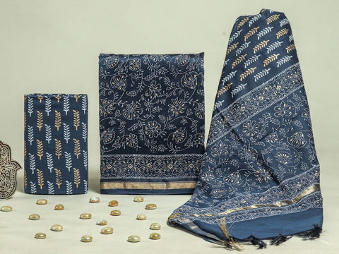 Hand Block Chanderi Silk Dress Materials