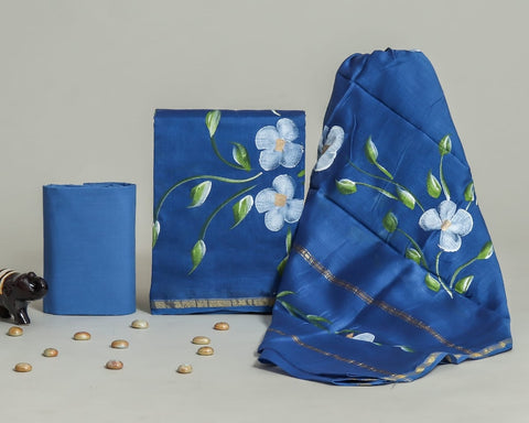 Hand Block Chanderi Silk Dress Materials