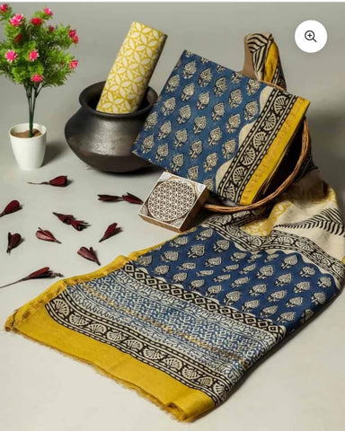 Hand Block Chanderi Silk Dress Materials