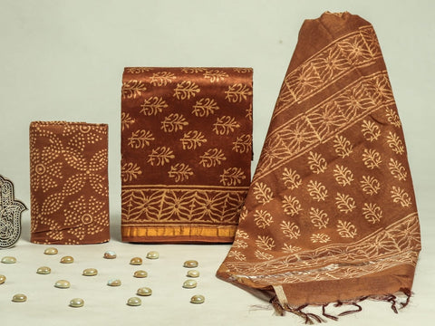 Hand Block Chanderi Silk Dress Materials