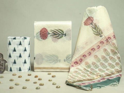 Hand Block Chanderi Silk Dress Materials